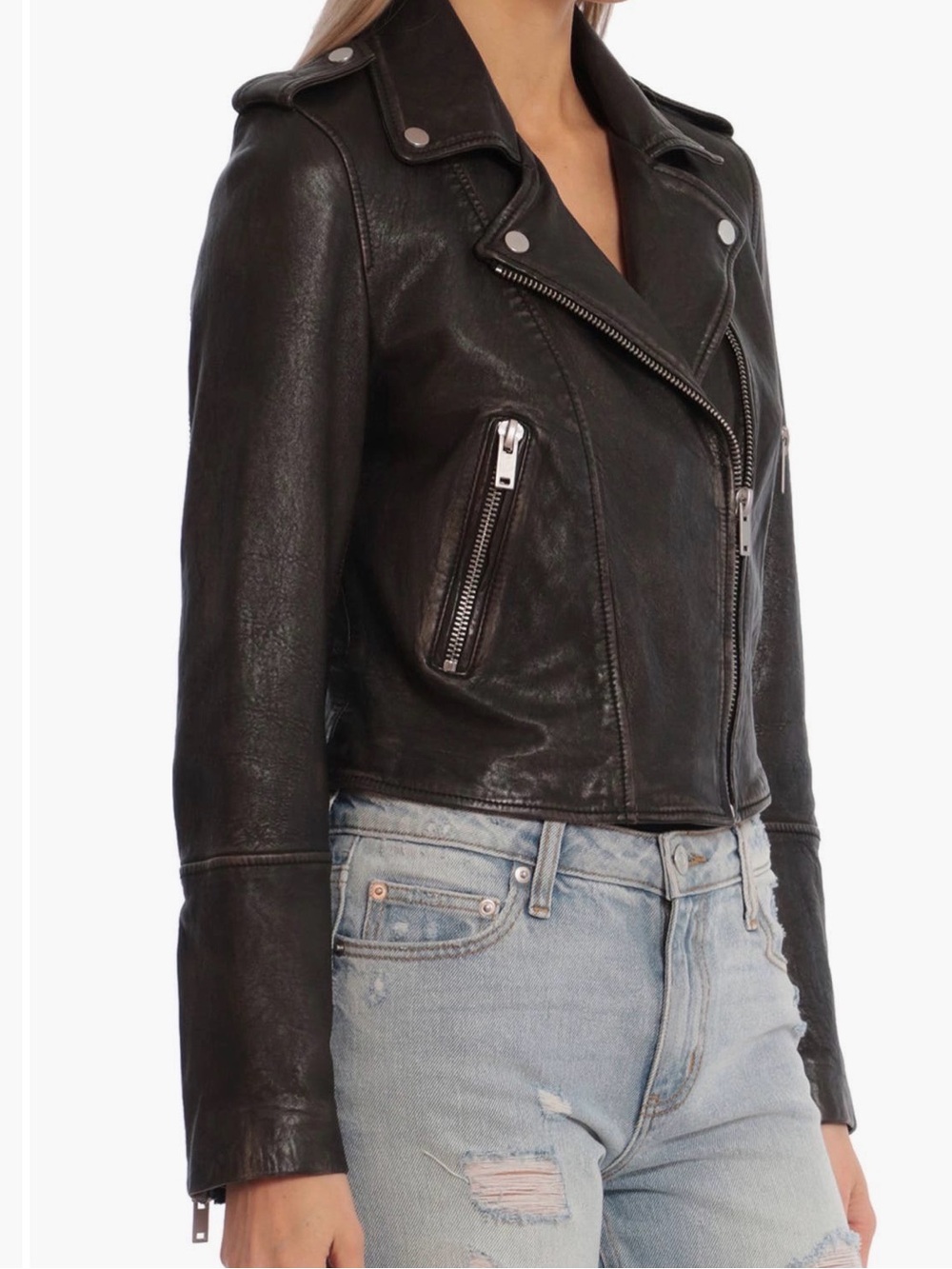 Avec Les Filles leather biker jacket